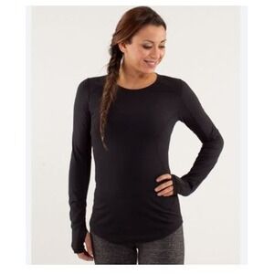 Lululemon Run Reflect Womens Black Athletic Top Popover Size 12 Zipper Pocket